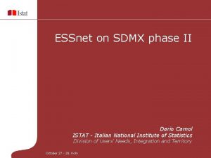 ESSnet on SDMX phase II Dario Camol ISTAT
