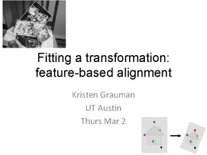 Fitting a transformation featurebased alignment Kristen Grauman UT