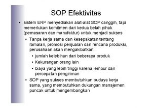 SOP Efektivitas sistem ERP menyediakan alatalat SOP canggih
