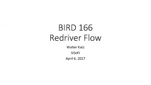 BIRD 166 Redriver Flow Walter Katz Si Soft