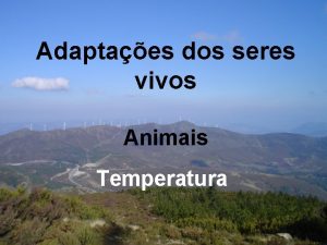 Adaptaes dos seres vivos Animais Temperatura Existem dois