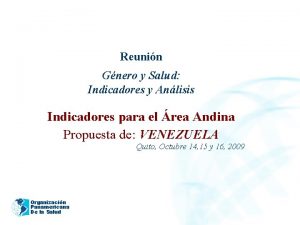 2005 Reunin Gnero y Salud Indicadores y Anlisis