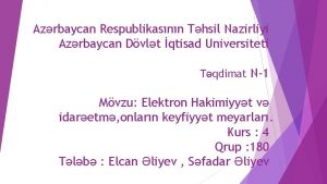 Azrbaycan Respublikasnn Thsil Nazirliyi Azrbaycan Dvlt qtisad Universiteti