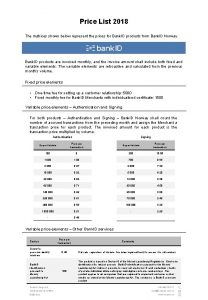 Price List 2018 The matrices shown below represent