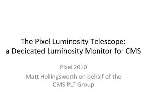 The Pixel Luminosity Telescope a Dedicated Luminosity Monitor