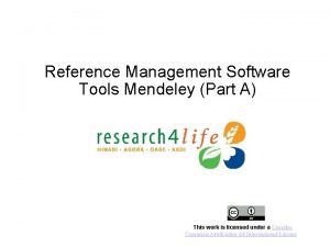 Reference Management Software Tools Mendeley Part A This