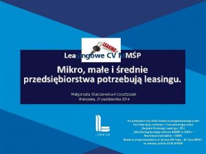 Leasingowe CV MMP Mikro mae i rednie przedsibiorstwa