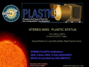 STEREO SWG PLASTIC STATUS Toni Galvin UNH for