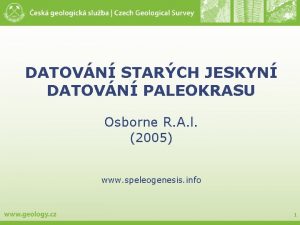 DATOVN STARCH JESKYN DATOVN PALEOKRASU Osborne R A