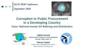 BAM 2020 Conference September 2020 Corruption in Public