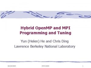 Hybrid Open MP and MPI Programming and Tuning