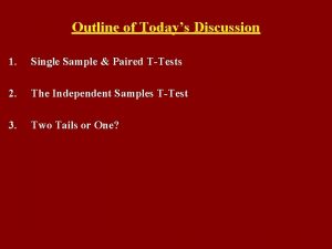 Outline of Todays Discussion 1 Single Sample Paired