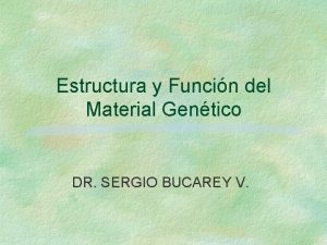 Estructura y Funcin del Material Gentico DR SERGIO