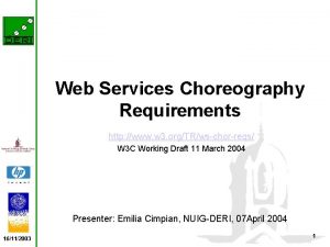Web Services Choreography Requirements http www w 3