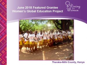 June 2018 Featured Grantee Womens Global Education Project