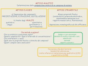 METODI ANALITICI Determinazione della composizione chimica di un