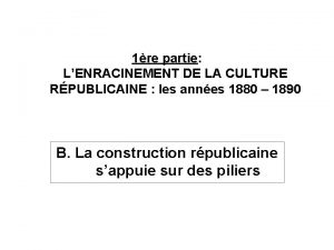 1re partie LENRACINEMENT DE LA CULTURE RPUBLICAINE les