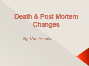 Death Post Mortem Changes By Mira Younis 1