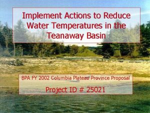 Implement Actions to Reduce Water Temperatures in the