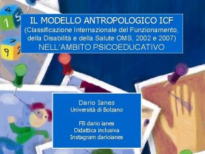 IL MODELLO ANTROPOLOGICO ICF Classificazione Internazionale del Funzionamento