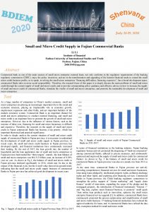 Small and Micro Credit Supply in Fujian Commercial