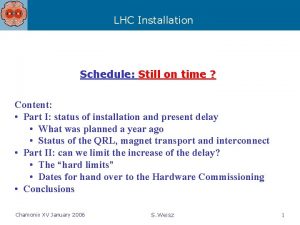 LHC Installation Schedule Still on time Content Part