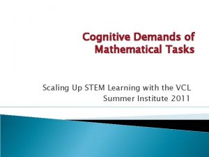 Cognitive Demands of Mathematical Tasks Scaling Up STEM