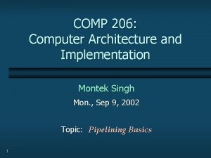 COMP 206 Computer Architecture and Implementation Montek Singh