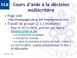 Cours daide la dcision multicritre Page web http