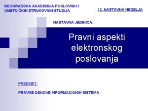 BEOGRADSKA AKADEMIJA POSLOVNIH I UMETNIKIH STRUKOVNIH STUDIJA 12