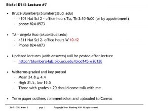 Bio Sci D 145 Lecture 7 Bio Sci