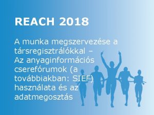 REACH 2018 A munka megszervezse a trsregisztrlkkal Az