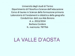 Universit degli studi di Torino Dipartimento di Filosofia