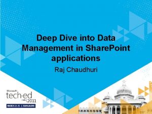 Deep Dive into Data Management in Share Point