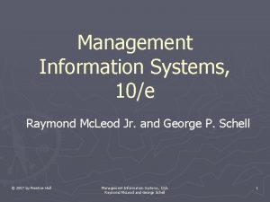 Management Information Systems 10e Raymond Mc Leod Jr