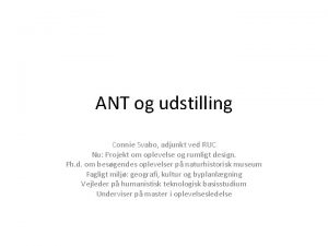 ANT og udstilling Connie Svabo adjunkt ved RUC