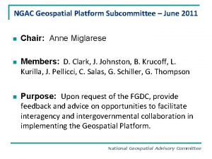 NGAC Geospatial Platform Subcommittee June 2011 n n