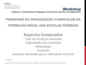 Workshop Diretores e Coordenadores Pedaggicos das Escolas Judiciais