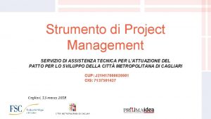 Strumento di Project Management SERVIZIO DI ASSISTENZA TECNICA