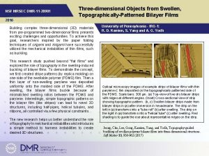 NSF MRSEC DMR11 20901 Threedimensional Objects from Swollen