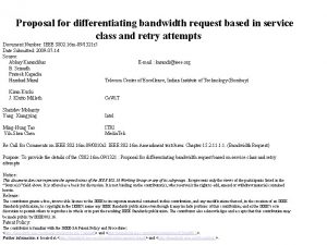 Proposal for differentiating bandwidth request based on Proposal
