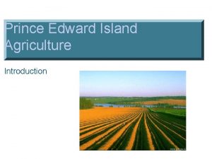 Prince Edward Island Agriculture Introduction PEI General Agriculture