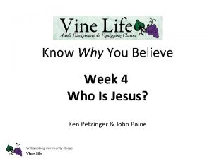 Know Why You Believe Week 4 Who Is