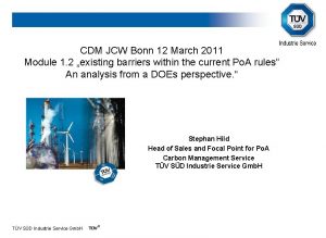 CDM JCW Bonn 12 March 2011 Module 1