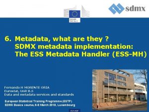 6 Metadata what are they SDMX metadata implementation