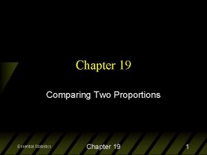 Chapter 19 Comparing Two Proportions Essential Statistics Chapter