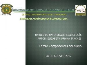 INGENIERO AGRNOMO EN FLORICULTURA UNIDAD DE APRENDIZAJE EDAFOLOGA