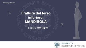 University of Trieste Fratture del terzo inferiore MANDIBOLA