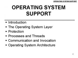 OPERATING SYSTEM SUPPORT Introduction The Operating System Layer
