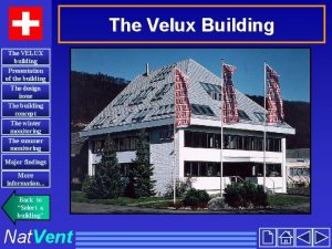 The Velux Building The VELUX building Presentation of